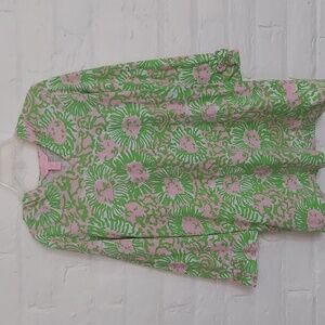 Lilly Pulitzer Girls Cover-up/Tunic Dress,Size Medium (6-7), Green and Pink